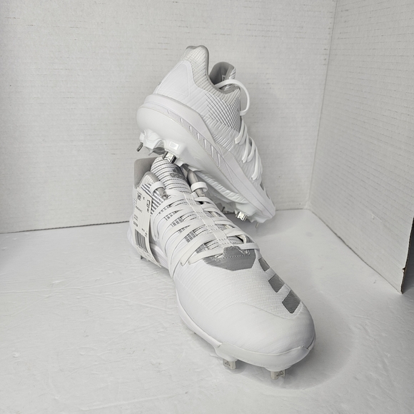 Adidas Baseball Cleats Afterburner Men's White Silver Metal Spikes Size 7.5 - Picture 9 of 11